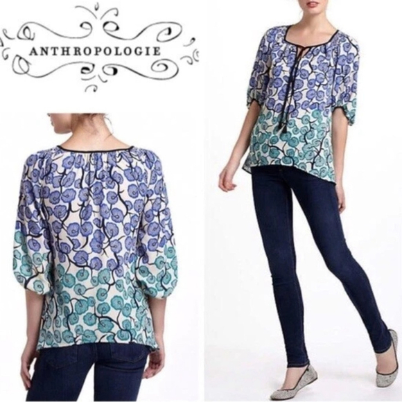 Anthropologie Tops - Anthropologie Blue Floral Women's Top
Branching Blooms 10 Blouse